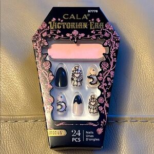 NIB CALA Victorian Era Nail Set pink and black